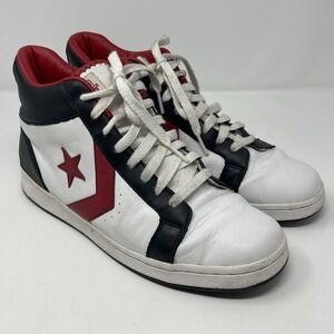 Vintage Converse Weapon Mid White Red Black Sneaker Shoe Mens‎ Size 10.5